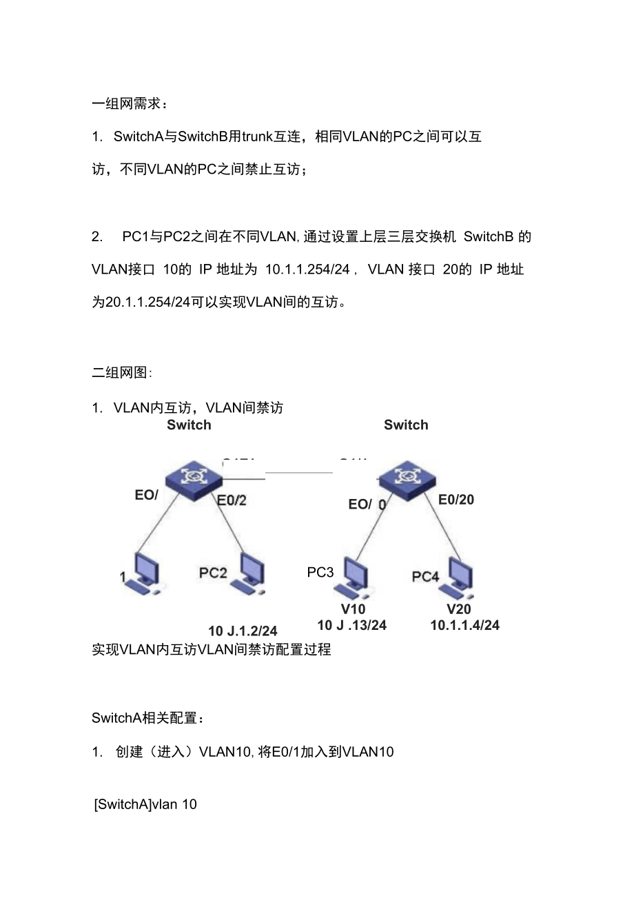 vlan配置实验_vlan技术实验_vlan级联动态配置实验报告